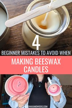 candle making mistakes, how to avoid beginner mistakes for candle making, beginner candle making mistakes Soy Beeswax Blend Candles Diy, Beeswax Pillar Candles Diy, Soy Vs Beeswax Candles, Candle Making Beeswax Tutorials, Beeswax Candle Making For Beginners, Beeswax Candle Recipe, How To Make Beeswax Candles, Beeswax Candle Making, How To Make Homemade Candles