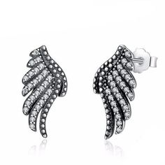 925 Sterling Silver Phoenix Feather Earring Angel Wing Stud Earrings, Pandora Angel, Phoenix Feather, Silver Jewelry Earrings, Silver Jewels, Silver Feather, Wing Earrings, Original Jewelry, Jewelry Outfit