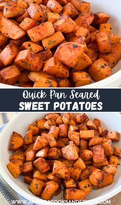 Easy Stovetop Sweet Potato Recipe - Simple and delicious pan fried sweet potatoes done in under 20 minutes. Serve as a healthy dinner or breakfast side dish.