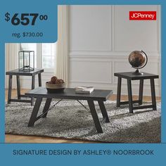 two tables with one end table and the other side table