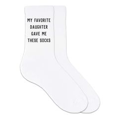 My favorite daughter gave me these socks digitally printed on crew socks. Gifts For Dads, Wedding Socks, Personalized Socks, Custom Socks, Favorite Daughter, Wedding Chicks, No Show Socks, Environment Friendly, Cool Socks