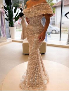 Mermaid / Trumpet Evening Gown Elegant Dress Formal Floor Length Sleeveless Off Shoulder Sequined with Sequin 2024 2024 - $166.99 Gown Elegant, 50th Bday, Evening Dresses Online, Dresses Formal Elegant, Prom Dresses Sleeveless, Cheap Evening Dresses, Sequin Evening Dresses, Evening Gowns Elegant, Mob Dresses