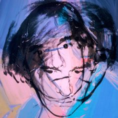 an abstract painting of a man's face