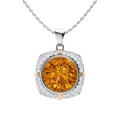 A strong, solid Citrine in 14k White Gold that can be customized easily holds a brilliant solitaire cut at the center of this powerful yet understated pendant. Brightened by diamonds uniquely set in a cushion setting which accents and wraps all the way around, Amanta is perfect for your everyday style . Pocket Watch