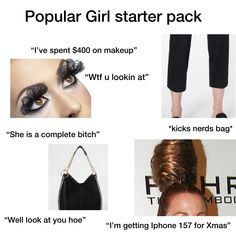 an advertisement for the popular girl starter pack