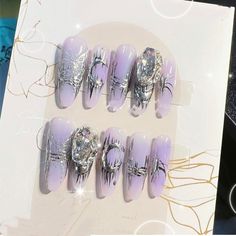 Nail Purple, Nails Y2k, Makeup Nails Designs, Asian Nails, Gel Nail Art Designs, Vibrant Nails, Pretty Gel Nails