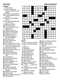 the crossword puzzle is shown in black and white, with words that read pink slip