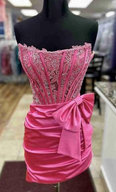 # DTH355 * DESCRIPTION Strapless short dress * ATTRIBUTES Short Fitted Pink Dresses Homecoming, Pink Dresses Short, Hot Pink Homecoming, Hot Pink Homecoming Dress, Sneaker Ball, Strapless Dresses Short, Black Homecoming Dress, White Homecoming Dresses, Ball Hairstyles