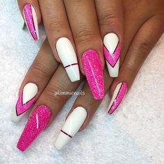 Nailart Pink, Clear Glitter Nails, Nails Manicures, Pink Gel Nails, Fancy Nails Designs, Cute Acrylic Nail Designs, Pink Nail Art, Dope Nail Designs, Instagram White