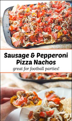 sheet pan with Italian flavored nachos and text Football Party Appetizers, Gameday Recipes, Nacho Recipes, Grilled Steaks, Football Parties