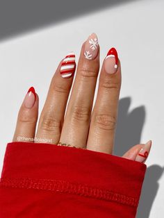 Christmassy mix and match nail art 🧑‍🎄🎁❄️✨ The products used to create this look are linked to this post 🫶 #nails #nailinspo #winternails #festivenails #nailart #nailtutorial #christmasnails #xmasnails Santa Nails, Red Christmas Nails, Cute Simple Nails, Cute Christmas Nails, Easy Nails, Summery Nails, Cute Gel Nails