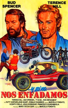 a movie poster for the film no entradamos with two men riding in a car