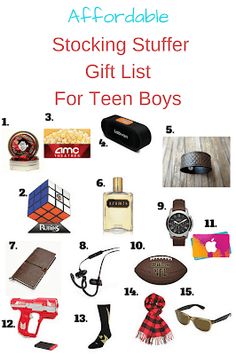 the gift list for teen boys is shown