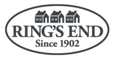 the ring's end since logo is shown in black and white, with three houses behind it