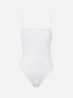 Woman one piece swimsuitTiny strapsSquared neckWhite ribbed colorMultisize fitComposition: 90% polyamide, 10% elastaneCare instructions: Cold hand wash. Do not soak. Do not iron. Do not dry off in contact with other garments. Rinse after contact with chlorine or salt water Seamless Swimwear With Straight Neckline For Summer, White Second-skin Swimwear For Summer, White Tight-fitting Swimwear For Summer, Modern Seamless Swimwear For Summer, Summer Tank Strap Elastane Bodysuit, Summer Tank Strap Bodysuit In Elastane, Summer Tank Straps Elastane Bodysuit, Summer Tank Straps Bodysuit, Summer Bodysuit With Spaghetti Straps And Seamless Construction