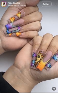 Sun And Moon Nails, Night Nails, Collarbone Tattoos, Tattoos For Men And Women, Witchy Nails, Acrylic Toe Nails, Matte Top Coat, Long Acrylic Nail Designs, Anime Nails