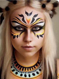 Viking Face Paint, Gold Face Paint, Fairy Face Paint, Mask Face Paint, Creepy Halloween Makeup, Cute Halloween Makeup, Festival Face, Carnival Makeup