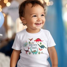 Cute dinosaur first one boy birthday party baby T-Shirt Baby Tee Outfit, Birthday Illustration, Jungle Birthday, Stylish Baby, Boy Birthday Party, Cute Dinosaur, Dinosaur Birthday, Baby T Shirt, Baby Shirts