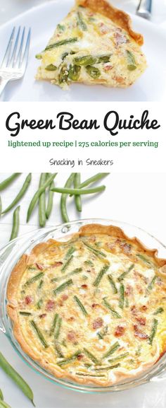 the green bean quiche has been cooked and is ready to be eaten for dinner