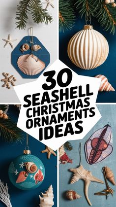 Create a magical coastal holiday with seashell ornaments! From glittered shells to nautical-themed designs, these ideas will make your tree shine. Visit our site for more tips. Sea Shell Ornament Ideas, Beach Ornaments Diy, Dolphin Ornament, Scallop Shell Craft, Christmas Ornaments Ideas, Seashell Christmas Ornaments, Cork Christmas Trees, Seashell Christmas, Cabin Wall Decor