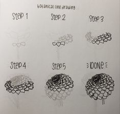 the steps to drawing flowers are shown in black and white