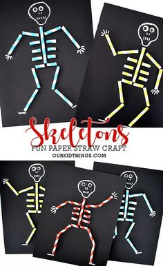 skeleton craft made out of crayons on black paper