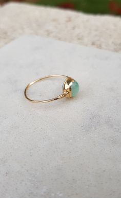 Chalcedony Ring,Gemstone Ring,Birthstone Ring,March Birthstone,Turquoise Ring,Minimal Ring,14k Gold Blue Ring,Light Blue Ring,Stackable Ring Yellow Gold Rings With Chrysoprase Gemstone, Round Opal Chrysoprase Ring, Round Chrysoprase Opal Ring, Dainty Gold Turquoise Ring, Green Opal Birthstone Ring In 14k Gold, Yellow Gold Chalcedony Ring Gift, Turquoise Chalcedony Gemstone Rings, Chrysoprase Emerald Ring In Fine Jewelry Style, 14k Gold Rings With Natural Stones For Gift