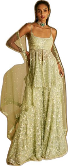 Sequin Sharara, Sequin Embroidery, Best Portraits, Sharara Set, Green Sequins, Sequins Embroidery, The Outfit, Famous Celebrities, People Around The World