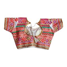 Step up your style game with this dazzling hand-embroidered saree blouse! Featuring intricate geometric embroidery in a rainbow of colors, this piece is sure to turn heads. Perfect for dressing up any saree, it's also great for special occasions like Navratri. So lovely, you'll want to wear it again and again! Luxury Multicolor Embroidered Blouse Piece For Festivals, Luxury Cotton Blouse With Multicolor Embroidery, Cheap Multicolor Blouse Piece For Puja, Luxury Multicolor Embroidered Blouse Piece, Fitted Blouse With Multicolor Embroidery At Cheap Price, Cheap Multicolor Blouse With Zari Work, Cheap Semi-stitched Multicolor Blouse, Cheap Fitted Blouse With Multicolor Embroidery, Cheap Multicolor Unstitched Blouse Piece