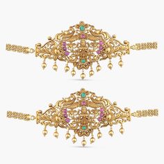 Manita Antique Armlets Temple Jewelry, Choker Pendant, Kundan Earrings, Goddess Lakshmi, Kids Necklace, A Goddess, Cz Earrings, Enamel Earrings, Antique Earrings