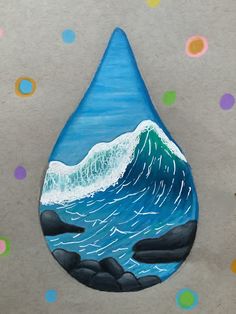 a drawing of a water drop with a wave coming out of it