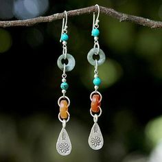 Jade and quartz dangle earrings, 'Hill Tribe Adventure' - Beaded Dangle Earrings with Jade and Hill Tribe Silver Jewelry Pics, Earring Shapes, Beaded Earrings Diy, Hill Tribe Silver, Earring Ideas, Beads Earrings, Earring Tutorial, Jewelry Wire, Homemade Jewelry