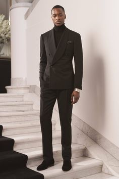 Ralph Lauren Fall 2020, Turtleneck Suit, All Black Suit, Black Outfit Men, Ralph Lauren Suits, Ralph Lauren Fall, Costume Noir