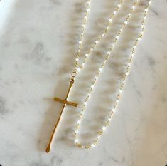 Rugged Cross Hand Forged 14k gold filled cross Long handmade gold and light gray stone (labradorite) chain Easy on/off Rugged Cross, Cross Hands, Cross Gold, Oct 1, Handmade Gold, Grey Stone, Phoenix Az, Hand Forged, On Off