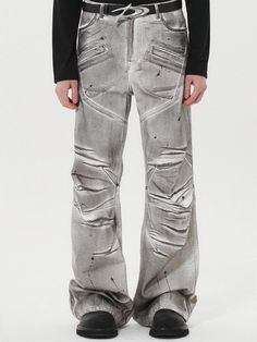 It is a unique denim pant in biker pant design. The pant is made of wax coated denim fabric finished with dirt points. The regular fit pant is matched with casual and stylish look.- Button, zipper closure- Side pockets- Back pockets- Logo label Biker Style Denim Straight Leg Bottoms, Biker Denim Bottoms For Streetwear, Urban Fitted Distressed Pants, Biker Style Straight Leg Jeans For Streetwear, Punk Style Denim Pants With Five Pockets, Punk Denim Pants With Five Pockets, Biker Style Straight Leg Streetwear Bottoms, Biker Straight Leg Bottoms For Streetwear, Edgy Washed Pants For Streetwear