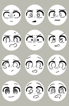 various expressions drawn in black and white