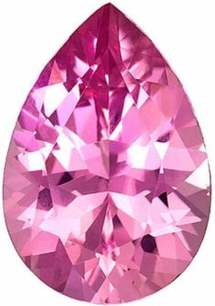 a pink diamond is shown in the shape of a tear shaped drop, on a white background