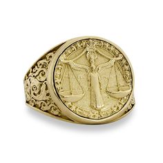 Jahda Jewelry Company Phone Support (text message or voice calls): 916-533-6907 MADE IN THE USA * LAYAWAY PAYMENT PLANS AVAILABLE Item Details Item: Solid Gold Mens Libra Zodiac Coin Ring Material: 18K Yellow Gold Size: Sizes 5 through 15 are available - Face of ring is 17.3mm (or 0.68 inches) top to bottom, and the band (shank) of ring is 4.2mm (0.16 inches) wide Weight: Size 5 to 6 - 8.0 grams (on average) Size 6.25 to 7 - 8.3 grams (on average) Size 7.25 to 8 - 8.5 grams (on average) Size 8.25 to 9 - 8.8 grams (on average) Size 9.25 to 10 - 9.0 grams (on average) Size 10.25 to 11 - 9.3 grams (on average) Size 11.25 to 12 - 9.5 grams (on average) Size 12.25 to 13 - 9.8 grams (on average) Size 13.25 to 14 - 10.0 grams (on average) Size 14.25 to 15 - 10.3 grams (on average) Hallmarks, Stam Spiritual Hallmarked Signet Ring For Formal Occasions, Yellow Gold Spiritual Signet Ring, Symbolic Hallmarked Signet Ring For Commemoration, Luxury Gold Rings With Certificate Of Authenticity, Symbolic Intaglio Engraved Ring For Anniversary, 14k Gold Symbolic Rings With Engraving Option, Yellow Gold Hallmarked Engraved Ring For Commemoration, Spiritual Hallmarked Yellow Gold Rings, Symbolic Rings With Polished Finish For Commemoration