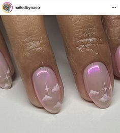 Moon Nails Design Short, Nub Nail Designs, Iridescent Star Nails, Ferenc Nail, Minimalist Nails Stars, Pink Celestial Nails, Girly Pop Nails, Moon Nails Short, Hannah Montana Nails