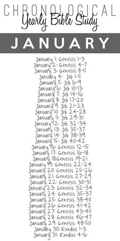 the january calendar with words and numbers in black and white, including dates for each month