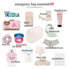 What To Pack In Your Emergency Bag, Pack My Emergency Kit With Me, Women Emergency Kit, Hygiene Bag Essentials, Emergency Bag List, What To Put In Your Emergency Kit, Emergency Bag Essentials, School Emergency Bag, Emergency Bag For School