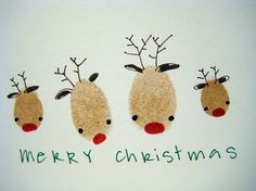 three reindeers with antlers on their heads and the words merry christmas written below them