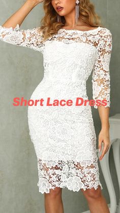 White Lace Dress Short, Short Formal Dresses, Easter Dresses For Women, Backless Homecoming Dresses, Mini Prom Dresses, White Mini Dress Outfit, Women Lace Dress, Girls Easter Dresses, Cord Lace