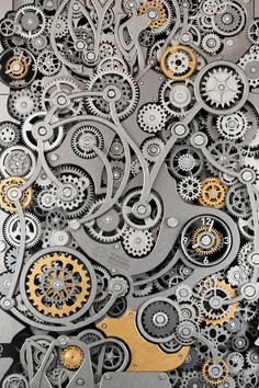 an image of a clock made out of gears