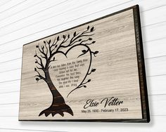 a wooden plaque with a tree on it