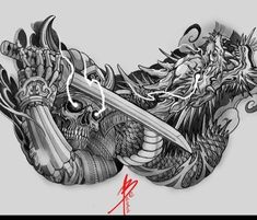 Chest Tattoo Japanese, Samurai And Dragon, Chest Tattoo Men Ideas, Tattoo Men Ideas, Tato Geisha, Ghost Samurai, Blitz Tattoo, Samurai Tattoo Sleeve, Chest Tattoo Drawings