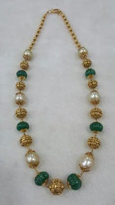 Gold Beads Mala Jewellery Designs, Indian Beads Jewellery Design, Beads Jewelry Indian Gold, Nakshi Balls, Necklaces Simple