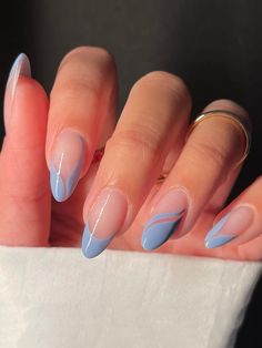 Baby Blue Nails, Almond Acrylic Nails, Oval Nails, Classy Nails, Dream Nails, Pretty Acrylic Nails, Short Acrylic Nails