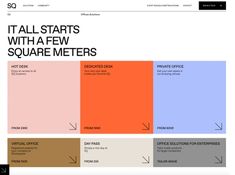 the website for square meters is shown with different colors