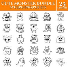 the cute monster bundle includes 25 svp clippings for children's crafts